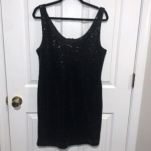 Rue 21 Black Sleeveless Sheath Sequin Mini Above Knee Bodycon Dress Women’s XL